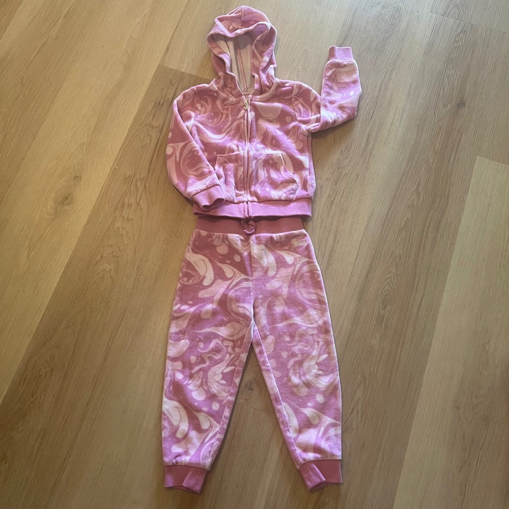 Juicy Couture Kids Purple Marble‎ Velour Tracksuit Hoodie Joggers Set 3T